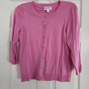 Elle Pink Women's Cardigan Medium Sweater